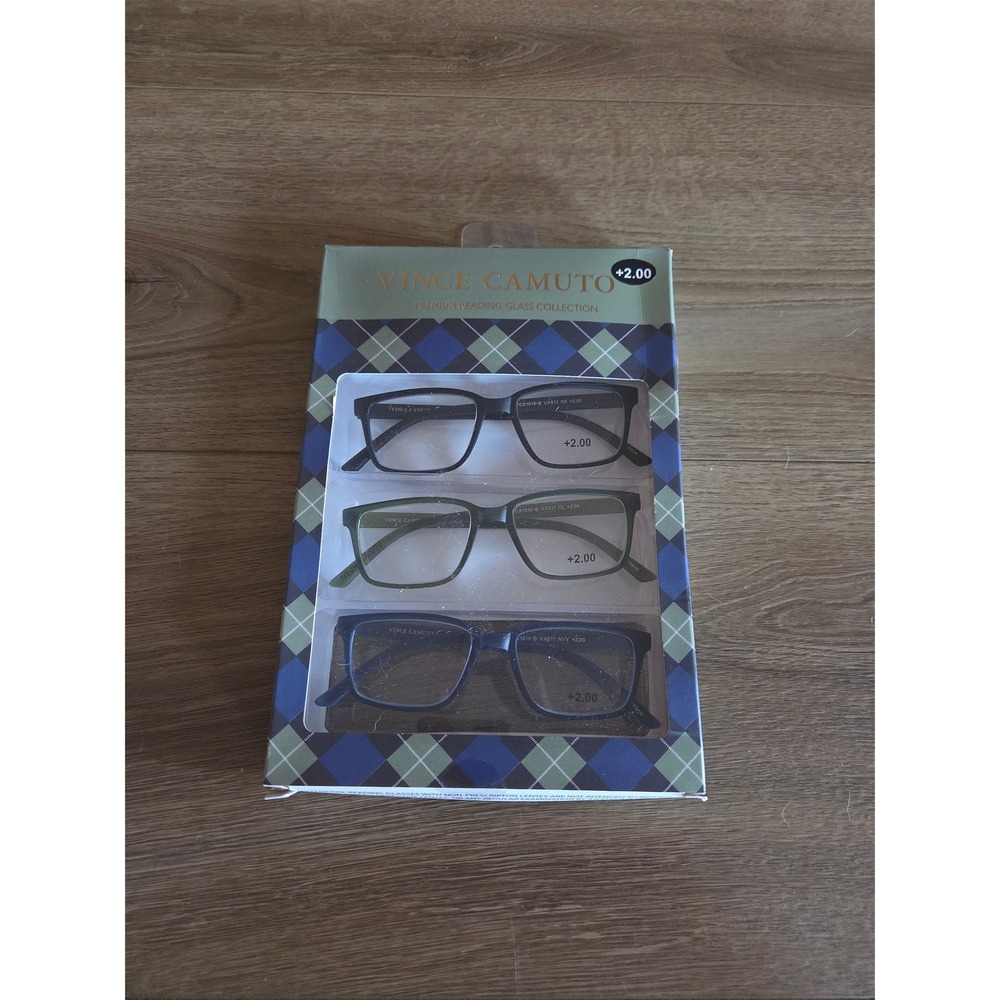 Vince Camuto 3 Pack Reading Glasses +2.00 Black Olive Navy CX1016-B VX511